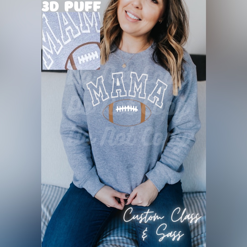 🏈 MAMA FOOTBALL LONG SLEEVE TEE, CUSTOM DESIGN